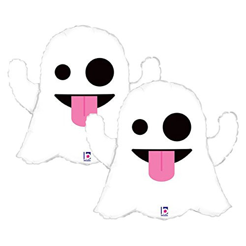 Set of 2 Ghost Emoji Jumbo 28" Foil Party Balloons Set of 2 Ghost Emoji Jumbo 28" Foil Party Balloons