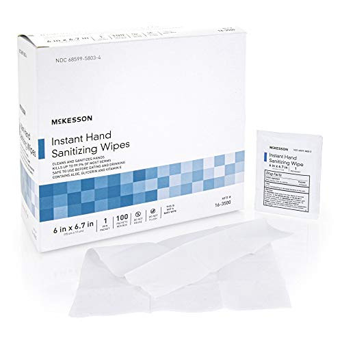 McKesson Wipe Hand Sanitizing Wipe 100 Count Individual Packet 100 per Box