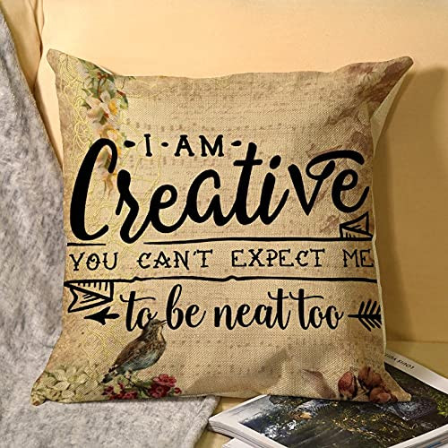 by Unbranded Pillow Covers Farmhouse Throw Pillowcase Cushion Case for Home Decor I Am Creative. You Can't Expect Me to Be Neat Too Cushion Case
