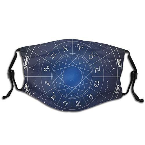 Fillter Face Cloth For mens and womensZodiac Horoscope Chart In Wheel Shape With Dates In Space Dots Image?Cold Mouth Dustproof Double Protection Fillter Face Cloth For mens and womensZodiac Horoscope Chart In Wheel Shape With Dates In Space Dots Image?Cold Mouth Dustproof Double Protection
