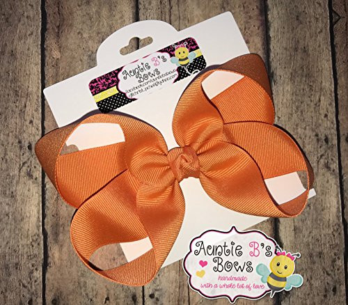 Solid Pumpkin Pie Orange Boutique Hair Bow 5inch MADE IN USA