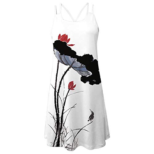 wlczzyn Women Dresses Vintage Printed Sleeveless Mini Short Dress Loose Casual Swing Dress Summer Party Cami Dress White wlczzyn Women Dresses Vintage Printed Sleeveless Mini Short Dress Loose Casual Swing Dress Summer Party Cami Dress White