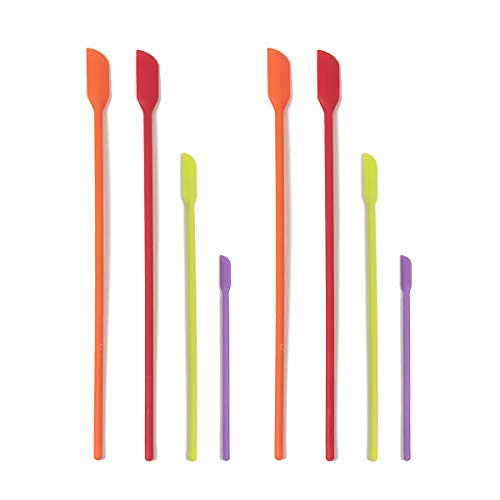 wexpw 8 Pieces Silicone Spatula- Small Makeup Kitchen Mini Spatula Set-Thin Jar Scraper Spatula for Slight Openings Jar- Get Every Last Drop from Tiny Bottle- Multicolor