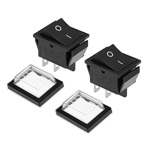 uxcell DPST Boat Rocker Switch W Waterproof Case Black Toggle Switch for Boat Car Marine ON/OFF AC 250V/16A 125V/20A 2pcs