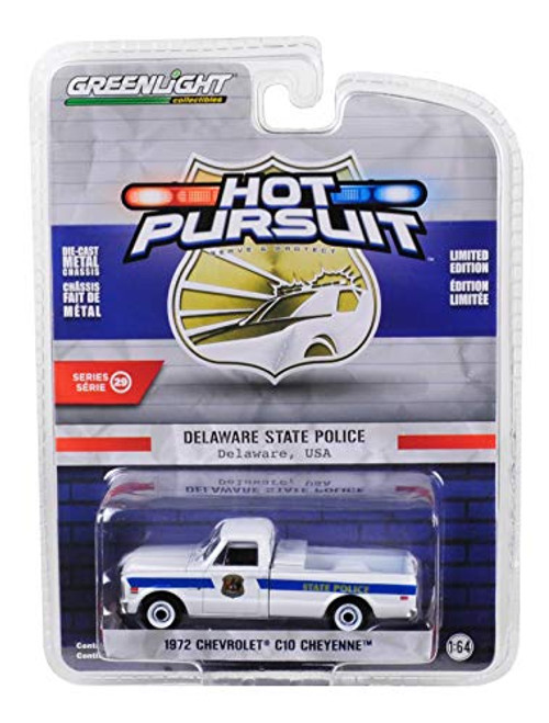 1972 Chevrolet C10 Cheyenne Pickup Truck Delaware State Police Hot Pursuit Series 29 1/64 Diecast Model Car by Greenlight 42860 A