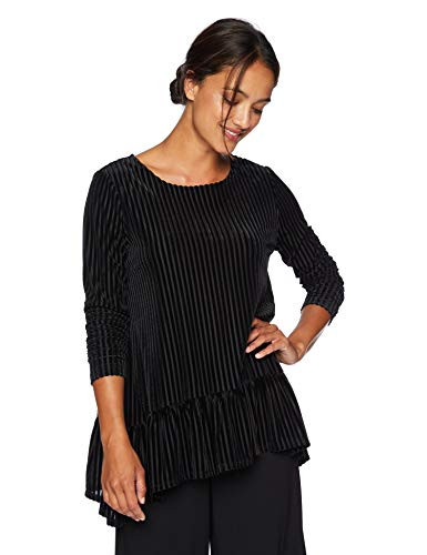 Karen Kane Women's Long Sleeve Ruffle Hem TOP- Black- Extra Small