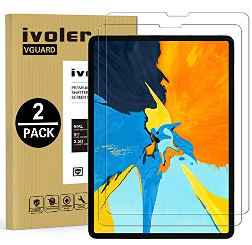 (2-Pack) iPad Pro 12.9 Screen Protector Glass 2018,[Face ID & Apple Pencil Supported] iVoler Anti-GlareTempered Glass Screen Protector for Apple iPad Pro 12.9" (2018 Release Model)