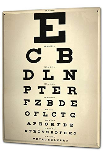 ZMKDLL Eye Chart Tin Sign Nostalgic Eye Test? 8x12 Inch