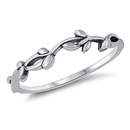 Classic Ring Woodland Branch Leaf New .925 Sterling Silver Band Size 9