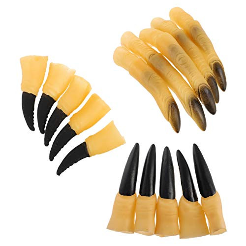 VOSAREA 3 Sets Halloween Witch Fingers Witch Fingers Costume Accessory Fake Nails Zombie Fingers for Halloween Party Favors