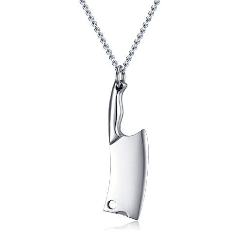 Epychmoot Kitchen Knife Necklaces Men's Stainless Steel Personalized Necklace Charm Pendant Necklace Hip Hop Punk Biker -Steel- Epychmoot Kitchen Knife Necklaces Men's Stainless Steel Personalized Necklace Charm Pendant Necklace Hip Hop Punk Biker -Steel-