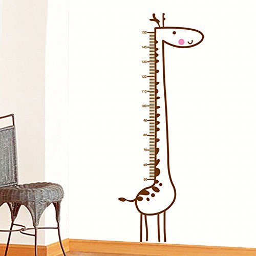 Wallpark Cartoon Simple Cute Giraffe Height Sticker- Growth Height Chart Measuring Removable Wall Decal- Children Kids Baby Home Room Nursery DIY Decorative Adhesive Art Wall Mural