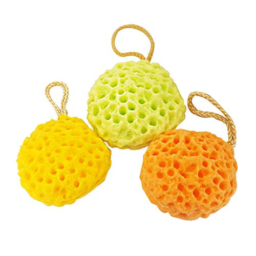 Lurrose Honeycomb Shaped Bath Sponge Foam Bath Sponge Shower Sponge for Men Women Girls -Yellow- Green- Orange-
