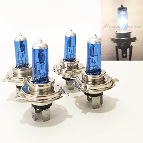 Mega Racer 2 Pair H4 9003-HB2 55W (High/Low Beam) Super White 5000K Xenon Halogen Headlight Lamp Light Bulb Replacement