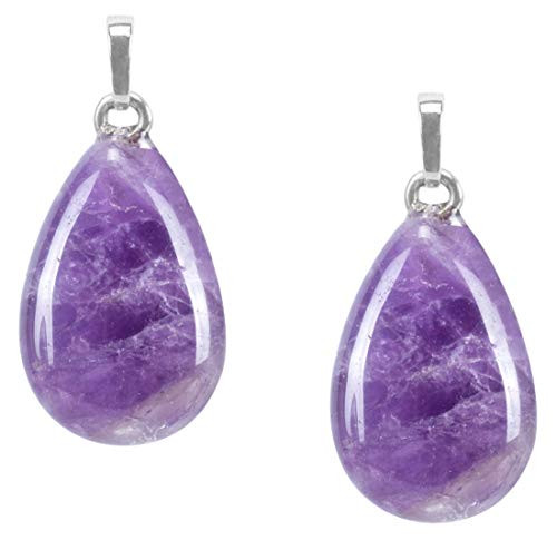 2pcs Natural Amethyst Gemstone Pendant Healing Crystals Chakra Stones Rock Crystal Quartz for Jewelry Making G2P11-4