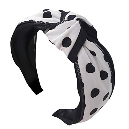 Lethez Polka Dot Patchwork Bowknot Headband Women Twist Knot Hair Band Wide-Brim Hairband Hair Accessories -Black- Lethez Polka Dot Patchwork Bowknot Headband Women Twist Knot Hair Band Wide-Brim Hairband Hair Accessories -Black-