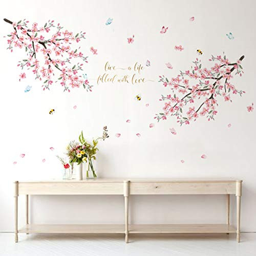 Runtoo Cherry Blossom Wall Decal Flower Tree Branch Wall Art Stickers Living Room Bedroom Wall Decor Runtoo Cherry Blossom Wall Decal Flower Tree Branch Wall Art Stickers Living Room Bedroom Wall Decor