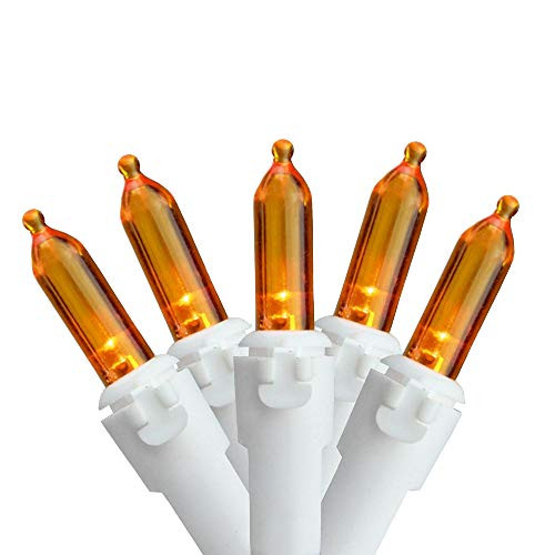 Northlight Set of 50 Orange LED Mini Christmas Lights 4inch Spacing - White Wire
