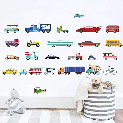 Transports Wall Decal Cars Wall Stickers Kids Wall Decals Wall Sticker Peel and Stick Removable Wall Stickers Playroom Wall Decals