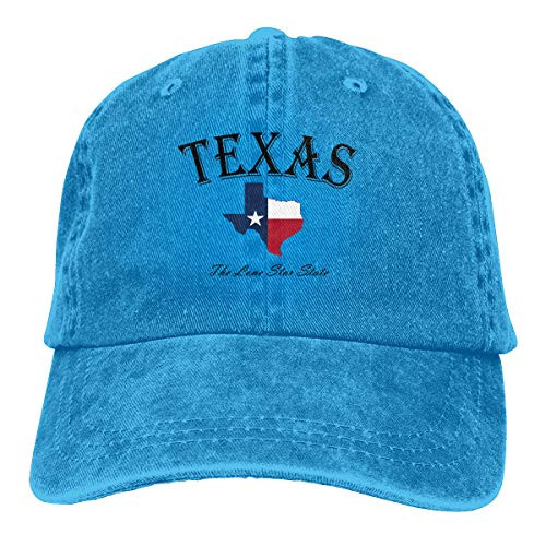 FUN DOGE Denim Cap Texas Lone Star State Baseball Dad Cap Adjustable Classic Sports for Men Women Hat- Blue- One Size