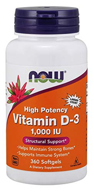 Vitamin D-3 1000 IU -High Potency- - 360 Softgels by NOW