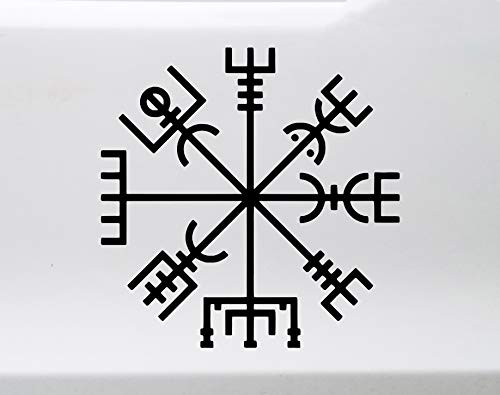 Minglewood Trading Orange - Viking Compass Vinyl Decal V2 - Norse Vegvisir Magic Rune Pagan - Die Cut Sticker - 7.5w x 7.5h inches