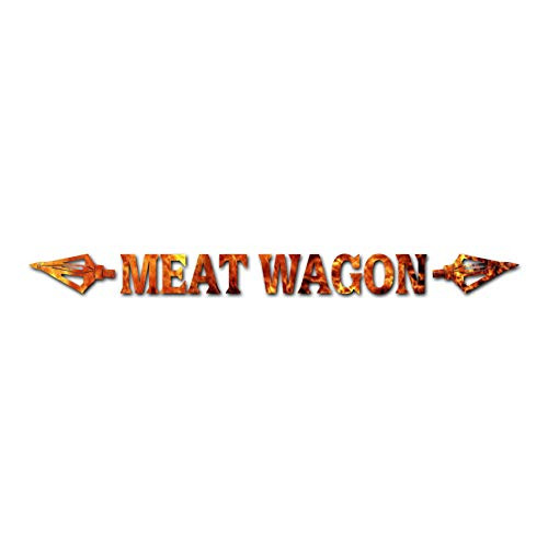 Meat Wagon - Vinyl Decal Sticker - 12inch x 1inch - Orange Flames