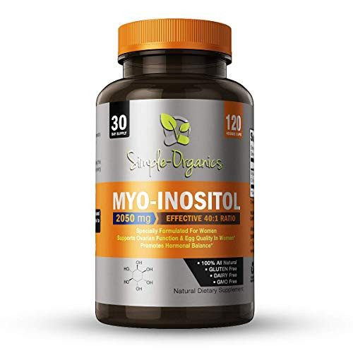 Myo-Inositol  and  D-Chiro Inositol Blend- 30-Day Supply-Most Optimal 40-1 Ration-Pharmaceutical Grade 120 Vegetarian Capsules-Hormonal Balance  and  Healthy Ovarian Function Support for Women