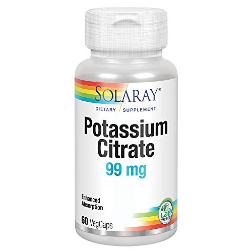 Solaray Potassium Citrate 99 mg | Healthy Electrolyte Balance- Nerve  and  Muscle Function Support | 60 VegCaps