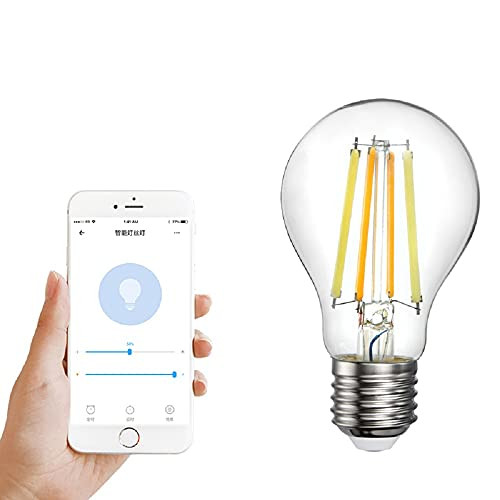 Wi-Fi Smart Filament LED Bulb Works EWeLink APP- E27 7.5W Dimmable Bulb Work with Google Home Alexa Voice Control- 2700-6500K Dual-Color Bulb