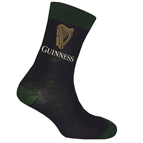 Black Guinness Socks With Bottle Green Trim And Label Harp Design