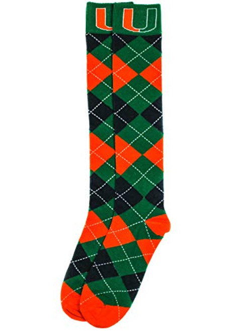 donegal bay University of Miami Argyle Dress Sock- Green- One Size donegal bay University of Miami Argyle Dress Sock- Green- One Size