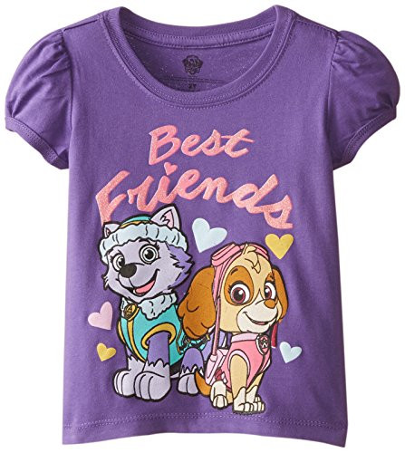 Paw Patrol Little Girls' Toddler Short Sleeve T-Shirt- Grape Violet- 3T