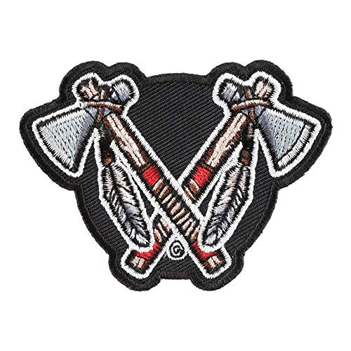 PatchStop Hatchet Feathers Iron On Patches for Clothing Jeans - 3x2.25in Small DIY Sew On Patch for Jackets Bags - Embroidered Native American Indian Decorative Patches