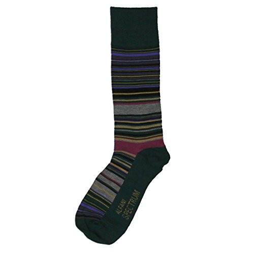 Alfani Womens Striped Heathered Crew Socks Green 7-12