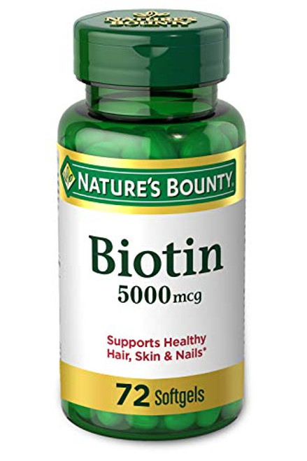 Biotin by Nature's Bounty- Vitamin Supplement- Supports Metabolism for Energy and Healthy Hair- Skin- and Nails- 5000 mcg- 72 Softgels