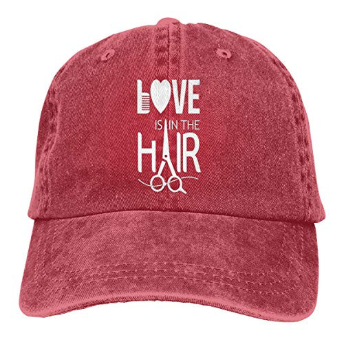 FUN DOGE Denim Cap Hairstylist Barber Baseball Dad Cap Adjustable Classic Sports for Men Women Hat- Red- One Size
