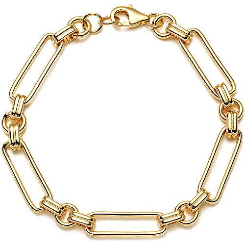 OSIANA Dainty Paperclip Link Bracelet for Women 18K Gold Plated Simple Rectangle Classic Handmade Bracelets Tiny Cute Minimalist Personalized Jewelry for Her OSIANA Dainty Paperclip Link Bracelet for Women 18K Gold Plated Simple Rectangle Classic Handmade Bracelets Tiny Cute Minimalist Personalized Jewelry for Her