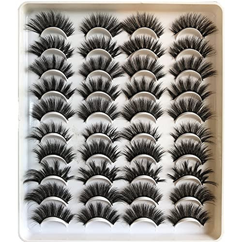 Pooplunch False Eyelashes 20 Pairs Dramatic  and  Natural Faux Mink Lashes Pack 10 Styles Fluffy Wispy Fake Eye Lashes Wholesale Bulk