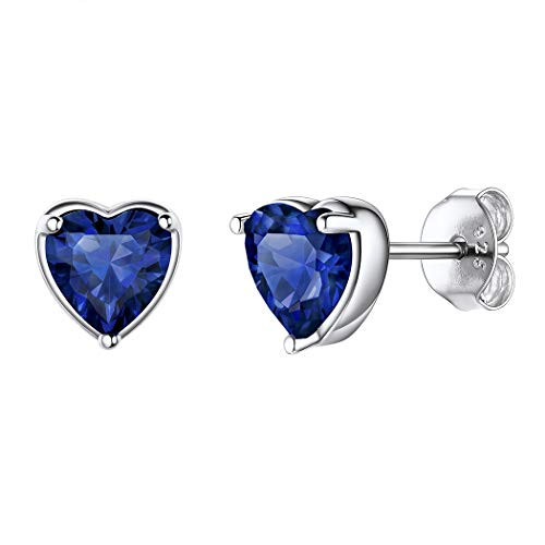 925 Sterling Silver Blue Sapphire Earrings 6mm- Womens Birthstone Jewelry Gift Hypoallergenic Dainty Cute September Birthstone Heart Earrings for Girls 925 Sterling Silver Blue Sapphire Earrings 6mm- Womens Birthstone Jewelry Gift Hypoallergenic Dainty Cute September Birthstone Heart Earrings for Girls