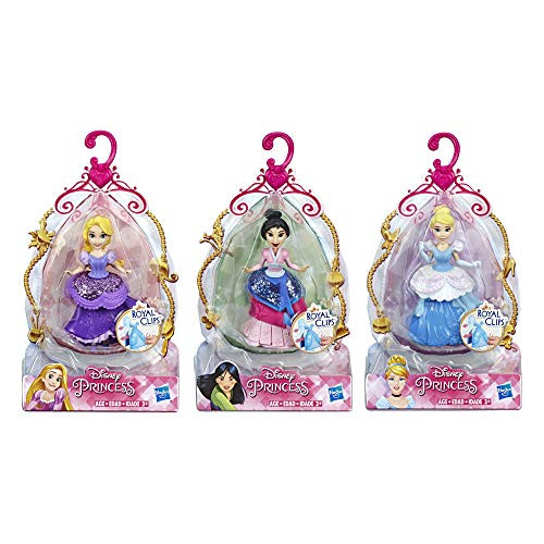Disney Princess Royal Clips Small Doll Multipack- Rapuzel- Mulan- Cinderella