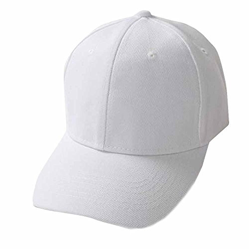 VEKDONE Unisex Classic Baseball Cap Men Women Adjustable Buckle Closure Snapback Plain Dad Trucker Hats White