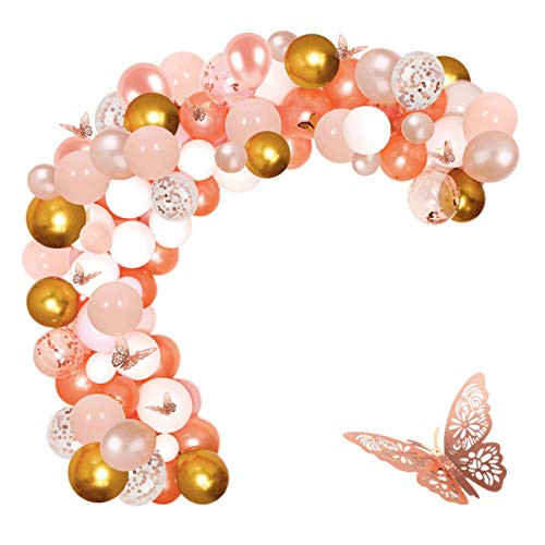Blush Balloon Arch Kit - 122pcs Rose Gold Balloon Arch Kit With White Balloons- Orange Peach Balloon And Rose Gold Butterfly for Wedding Baby Shower Graduation Birthday Party Festival Blush Balloon Arch Kit - 122pcs Rose Gold Balloon Arch Kit With White Balloons- Orange Peach Balloon And Rose Gold Butterfly for Wedding Baby Shower Graduation Birthday Party Festival
