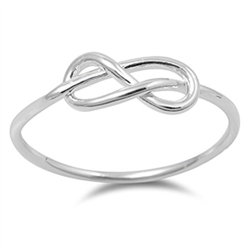Infinity Knot Forever Love Polished Ring .925 Sterling Silver Band Size 7