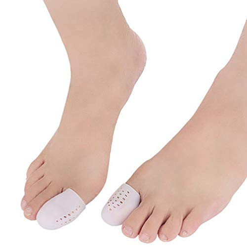 BESPORTBLE 6 Pairs Toe Cap Gel Protector Guard Separator for Bunion Hammer Toe Callus Corn Blister Missing Ingrown Nails Ballet Pointe White