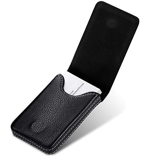 MaxGear Business Card Holder Business Card Case PU Leather Name Card Holder and  Pocket Business Card Holder Business Card Wallet Leather Name Card Holder with Magnetic Shut- Black