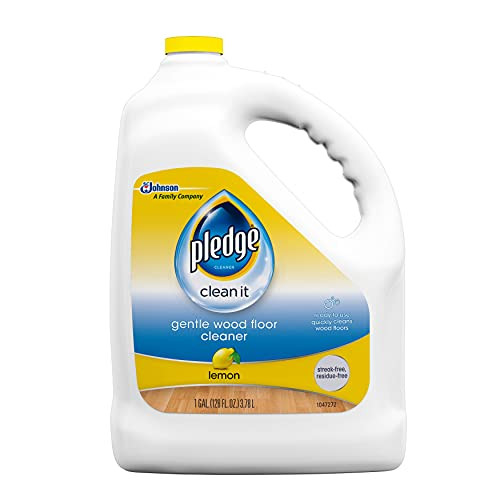 Pledge Wood Floor Cleaner Liquid- Shines Hardwood- Removes Dirt- Safe and Gentle- Lemon- 1 Gallon