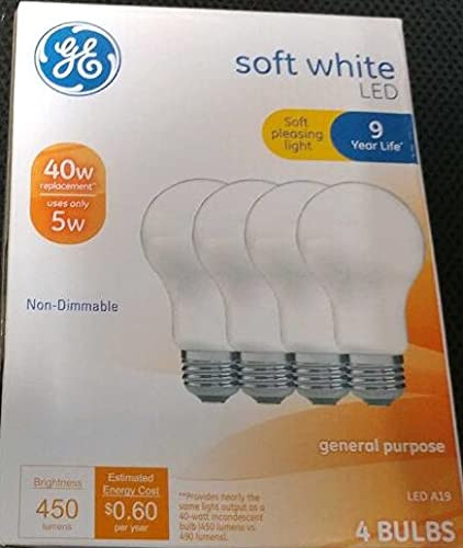 GE Soft White LED 40 watt Equivalent A19 Non-dimmable General Purpose LED Bulbs -4 Pack-
