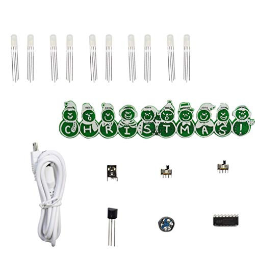 Healifty Snowman Led DIY Kit Electronic Assemble Kit 14 Color Flash Circuit LED Solder Project Xmas Science Practice for Student Teen