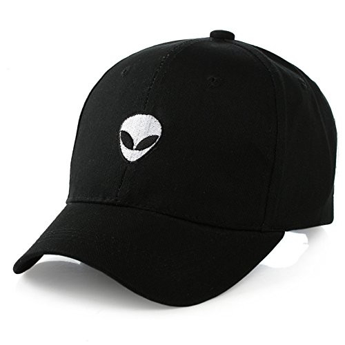 FUNY Alien Dad Hat Baseball Cap Unconstructed Polo Style Adjustable -Black-
